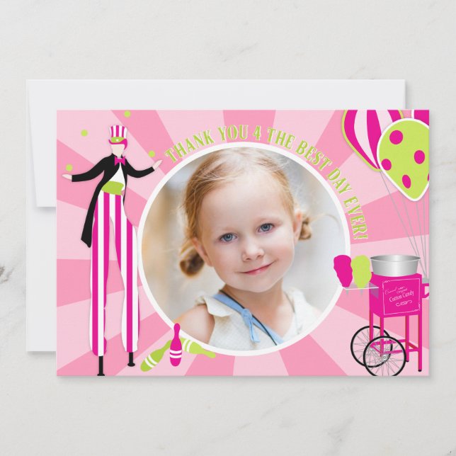 Tarjeta De Agradecimiento El caminante del zanco del carnaval y el caramelo (Anverso)