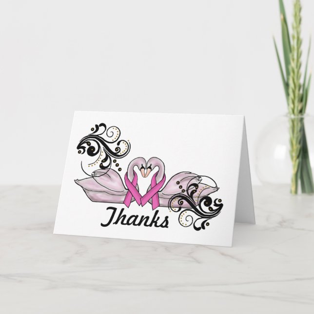 Tarjeta De Agradecimiento El cáncer de pecho le agradece cardar con los (Anverso)