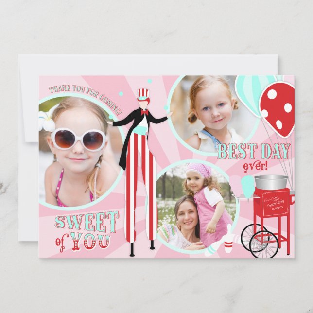 Tarjeta De Agradecimiento El caramelo de algodón del caminante del zanco del (Anverso)