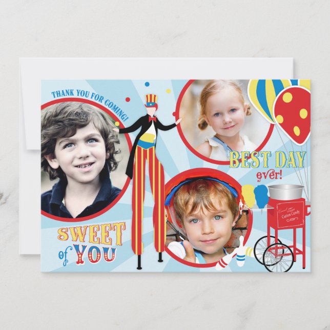 Tarjeta De Agradecimiento El caramelo de algodón del caminante del zanco del (Anverso)