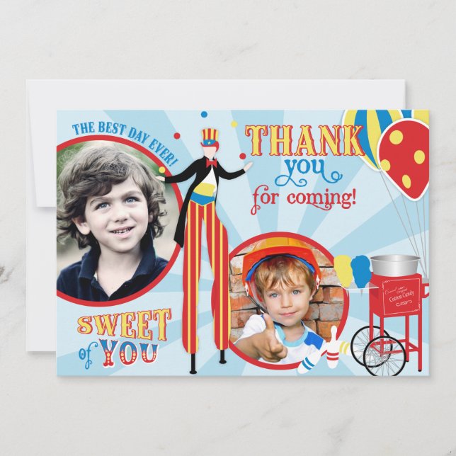 Tarjeta De Agradecimiento El caramelo de algodón del caminante del zanco del (Anverso)