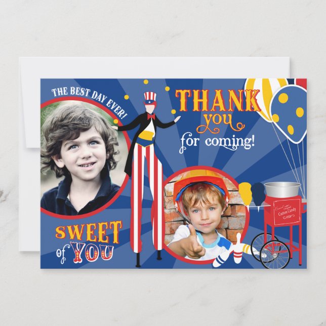 Tarjeta De Agradecimiento El caramelo de algodón del caminante del zanco del (Anverso)