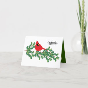 Tarjeta De Agradecimiento El cardenal rojo grabado en las ramas de pino de N
