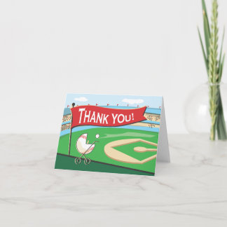 Tarjeta De Agradecimiento El carro de bebé del béisbol le agradece cardar