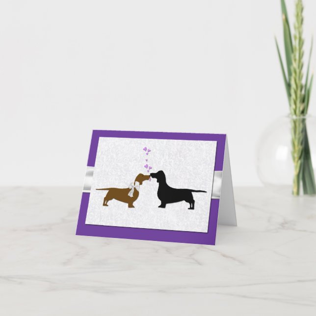 Tarjeta De Agradecimiento El casarse adorable de los Dachshunds le agradece (Anverso)