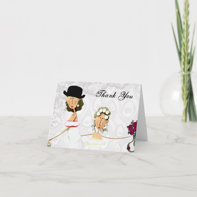 Tarjeta De Agradecimiento El casarse de dos novias le agradece (Anverso)