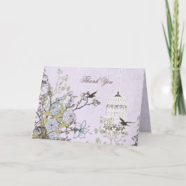 Tarjeta De Agradecimiento El casarse de los pájaros del birdcage del vintage