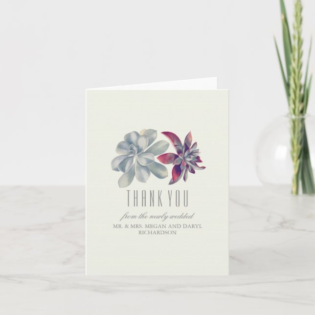 Tarjeta De Agradecimiento El casarse de los Succulents le agradece (Anverso)