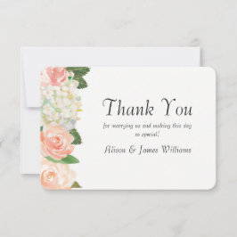 Tarjeta De Agradecimiento El casarse elegante de los rosas le agradece