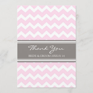 Tarjeta De Agradecimiento El casarse le agradece carda Chevron gris rosado