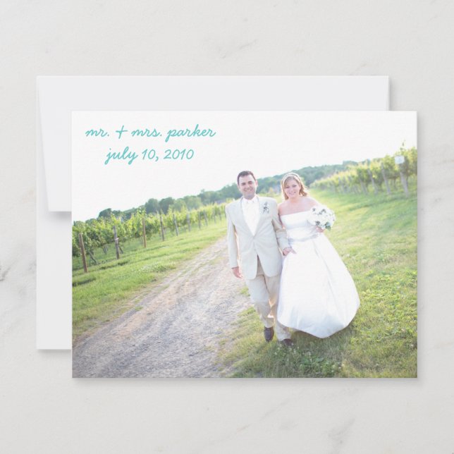 Tarjeta De Agradecimiento El casarse le agradece cardar (Anverso)