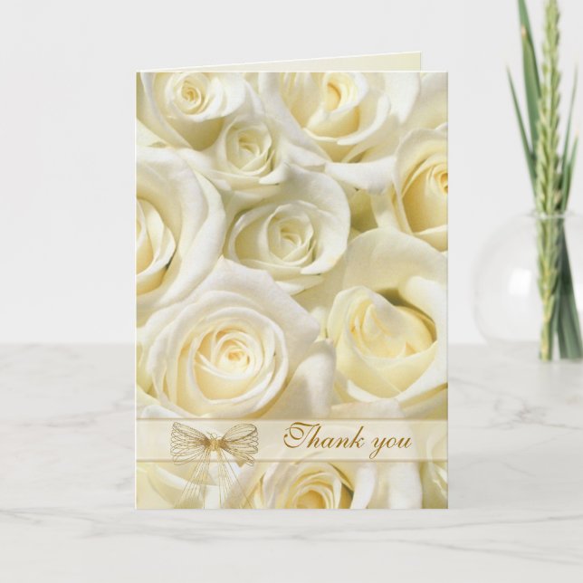 Tarjeta De Agradecimiento El casarse le agradece cardar - rosas de la (Anverso)