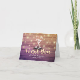Tarjeta De Agradecimiento El casarse le agradece las luces de madera de los