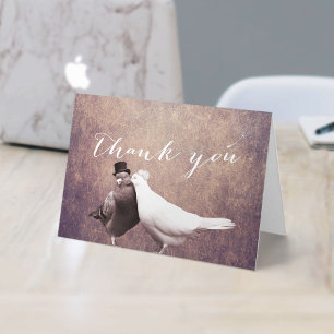 Tarjeta De Agradecimiento El casarse oxidado de los pájaros del amor del