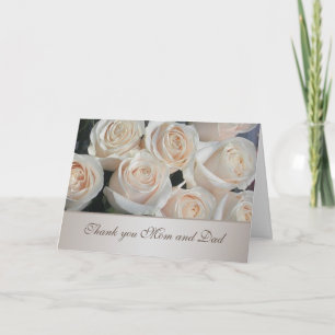 Tarjeta De Agradecimiento El casarse poner crema blanco de los rosas le