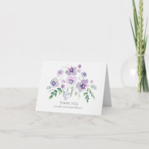 Tarjeta De Agradecimiento El casarse púrpura azul de las flores de la