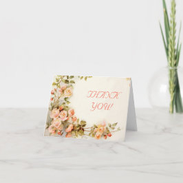 Tarjeta De Agradecimiento El casarse romántico de los rosas del vintage le