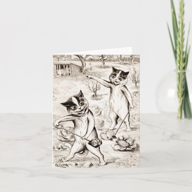 Tarjeta De Agradecimiento El cerdo está en el gallinero de Louis Wain (Anverso)