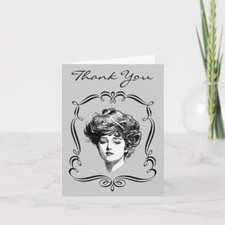 Tarjeta De Agradecimiento El chica de Gibson del arte del vintage le