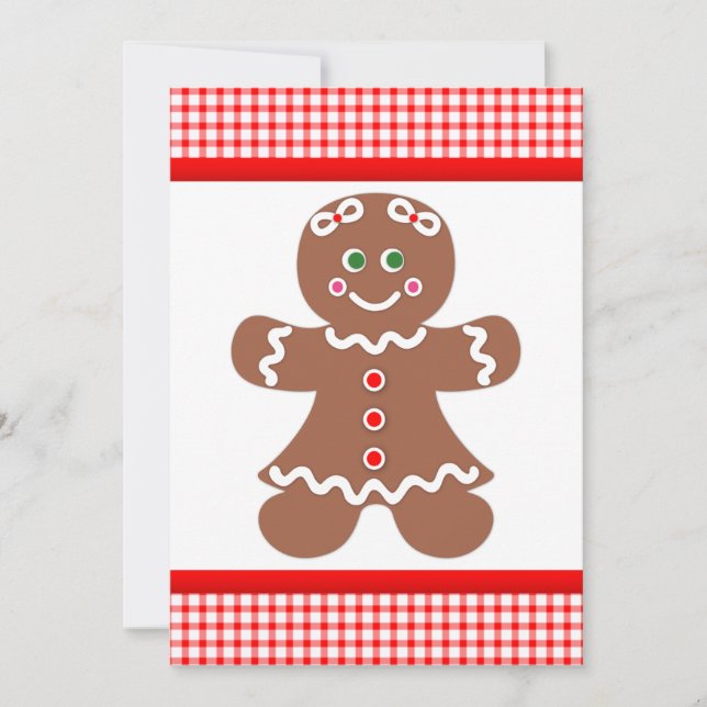 Tarjeta De Agradecimiento El chica de Gingerbread, Red Gingham (Anverso)