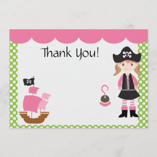 Tarjeta De Agradecimiento El chica rosado adaptable del pirata le agradece