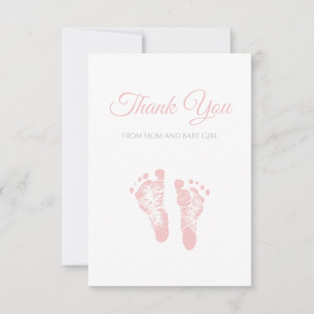 Tarjeta De Agradecimiento El chica simple Baby Shower le agradece las (Anverso)