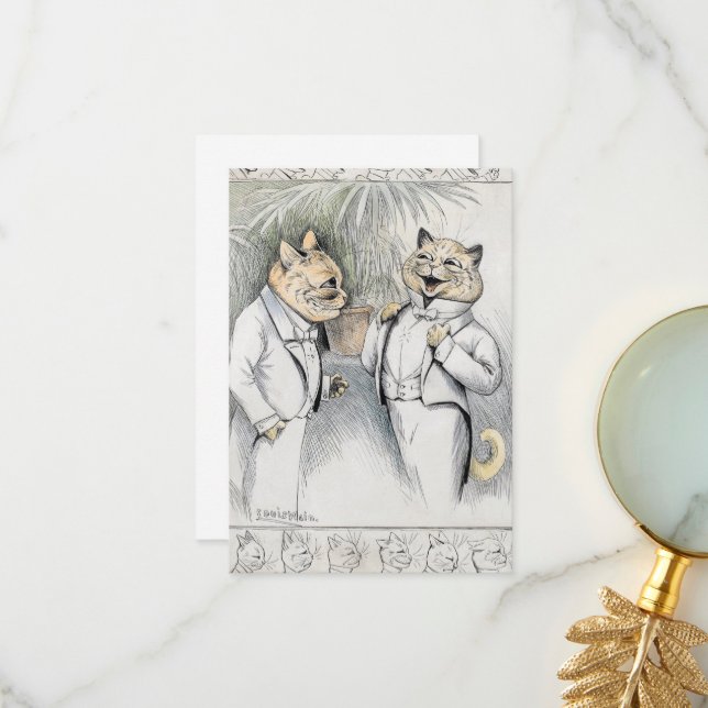 Tarjeta De Agradecimiento El Chiste después de la cena de Louis Wain (Anverso/Reverso In Situ)