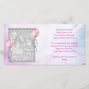 Tarjeta De Agradecimiento El cielo rosado le agradece cardar de niña