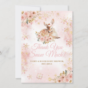 Tarjeta De Agradecimiento El ciervo rosa de invierno es un Baby Shower Chica