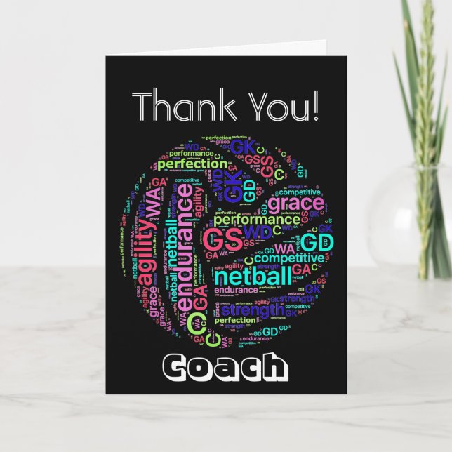 Tarjeta De Agradecimiento El coche personalizado del Netball le agradece (Anverso)