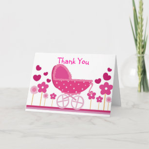 Tarjeta De Agradecimiento El cochecito rosado le agradece cardar