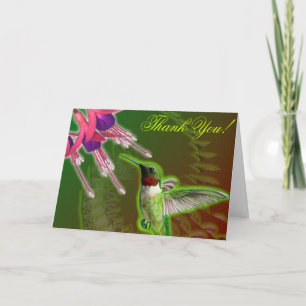 Tarjeta De Agradecimiento El colibrí y el fucsia le agradecen cardar