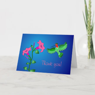 Tarjeta De Agradecimiento El colibrí y las petunias le agradecen cardar