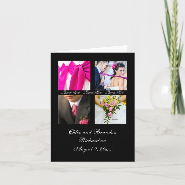 Tarjeta De Agradecimiento El collage simple le agradece cardar (el negro) (Anverso)