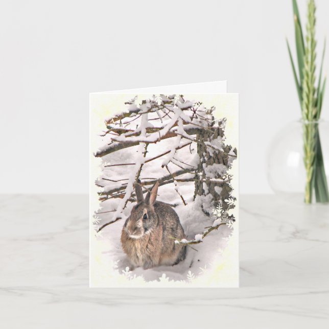 Tarjeta De Agradecimiento El conejito de la nieve le agradece (Anverso)