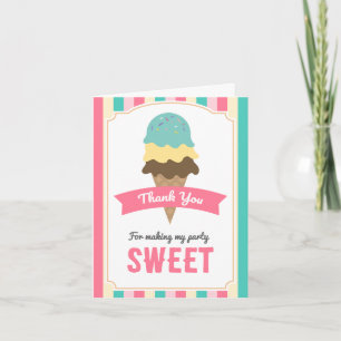 Tarjeta De Agradecimiento El cono de helado dulce le agradece cardar