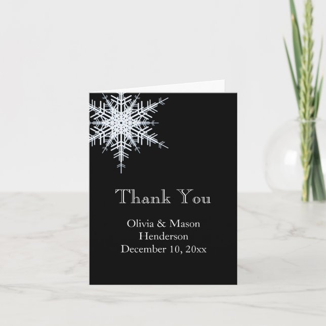 Tarjeta De Agradecimiento El copo de nieve compensado de la boda del (Anverso)