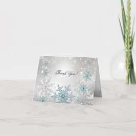Tarjeta De Agradecimiento El copo de nieve cristalino de plata azul le