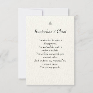 Tarjeta De Agradecimiento El corazón celta/irlandés se sintió agradecido