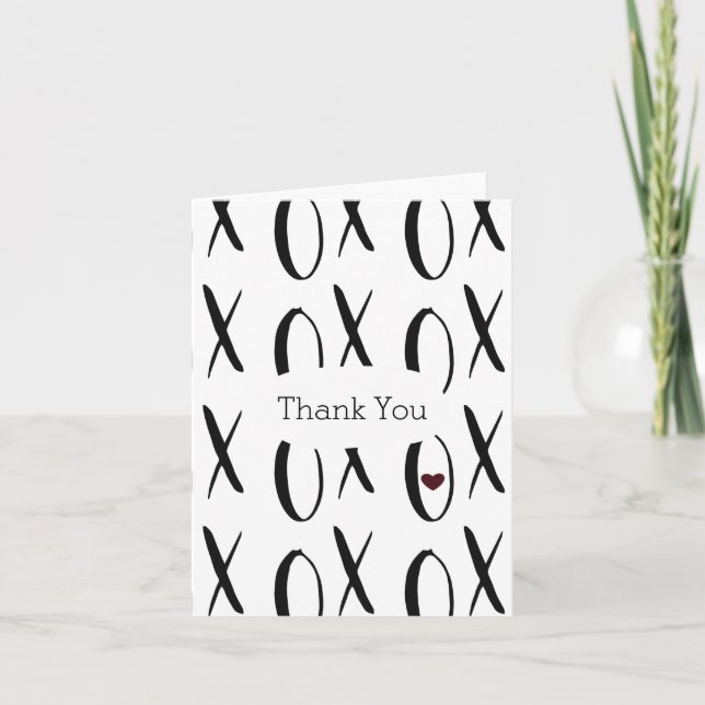 Tarjeta De Agradecimiento El corazón de XOXO le agradece (Anverso)
