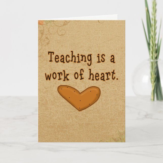 Tarjeta De Agradecimiento El corazón del profesor le agradece (Anverso)