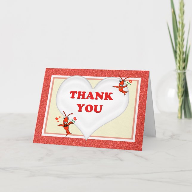Tarjeta De Agradecimiento El corazón lindo de los cangrejos de Cajun (Anverso)