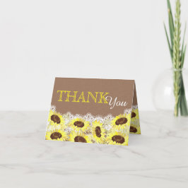 Tarjeta De Agradecimiento El cordón rústico del girasol le agradece