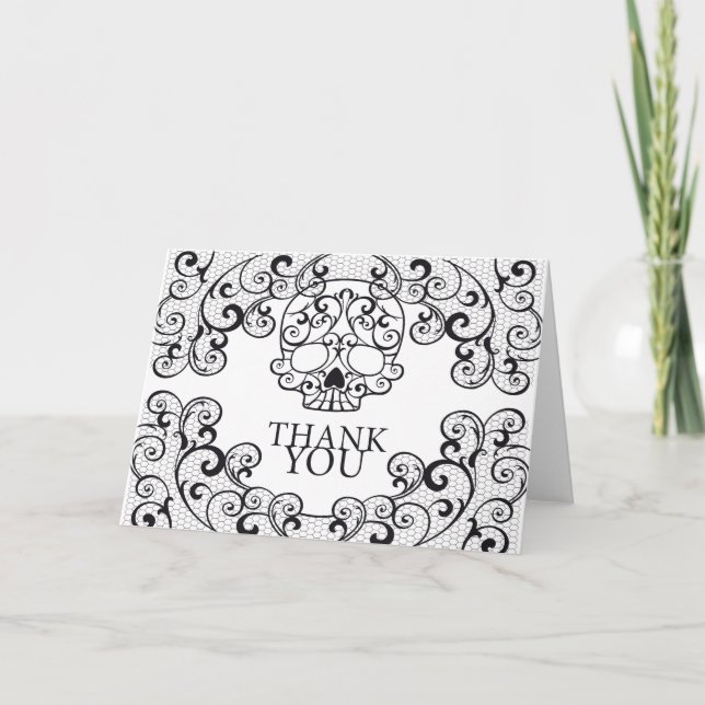 Tarjeta De Agradecimiento El cráneo de lujo del azúcar le agradece las (Anverso)