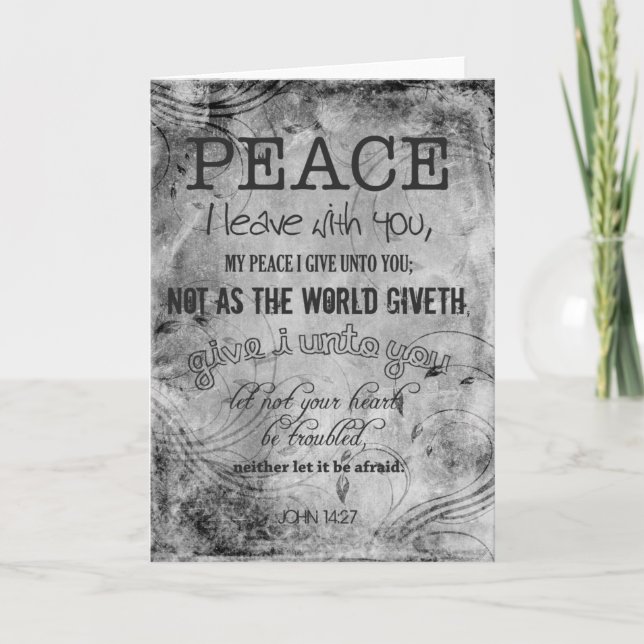 Tarjeta De Agradecimiento El cristiano de la paz le agradece 14:27 de Juan (Anverso)