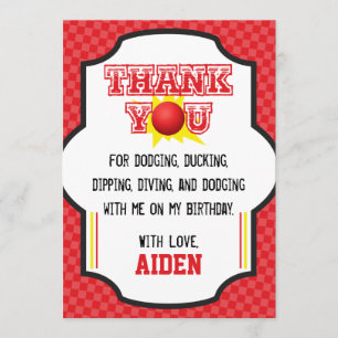 Tarjeta De Agradecimiento El cumpleaños de Dodgeball le agradece cardar