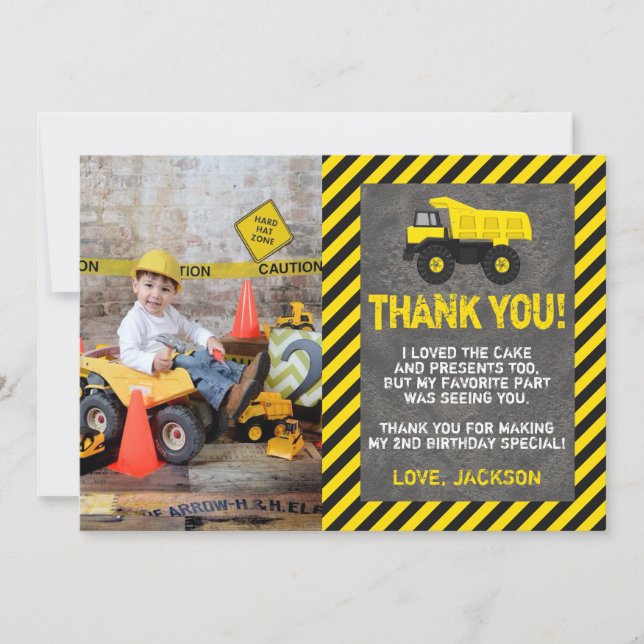 Tarjeta De Agradecimiento El cumpleaños de la construcción le agradece (Anverso)
