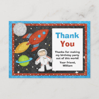 Tarjeta De Agradecimiento El cumpleaños de Rocket de espacio del astronauta