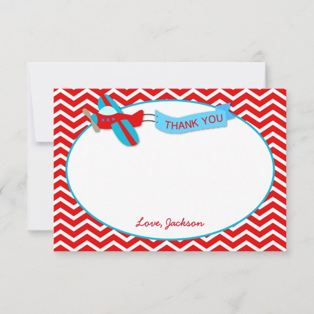 Tarjeta De Agradecimiento El cumpleaños del aeroplano le agradece las (Anverso)