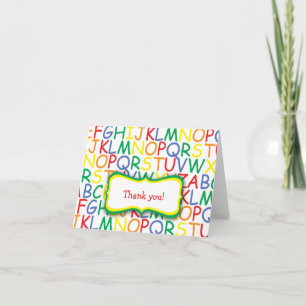Tarjeta De Agradecimiento El cumpleaños del alfabeto agradece le para